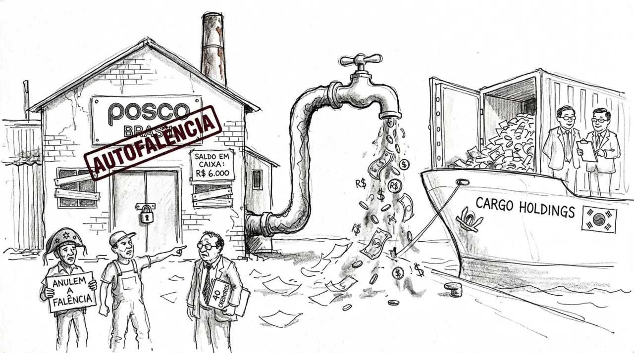 Caricatura: POSCO Brazil bankruptcy — follow-up report