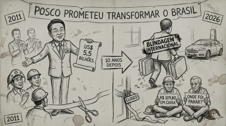 Caricatura: Empresa coreana que prometia transformar o Brasil surge com R$100 na conta após anunciar falência