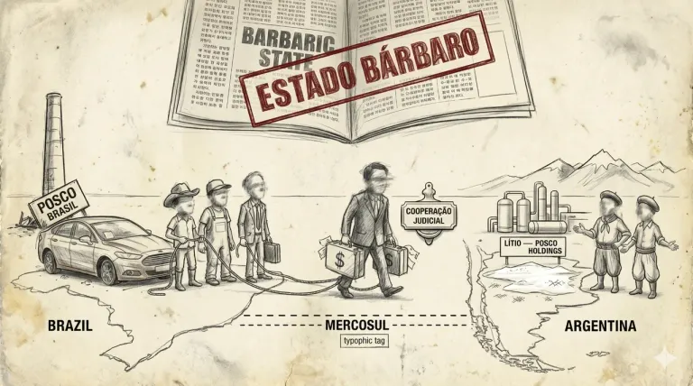 Caricatura: Jornais da Coreia do Sul repercutem calote milionário da POSCO no Ceará