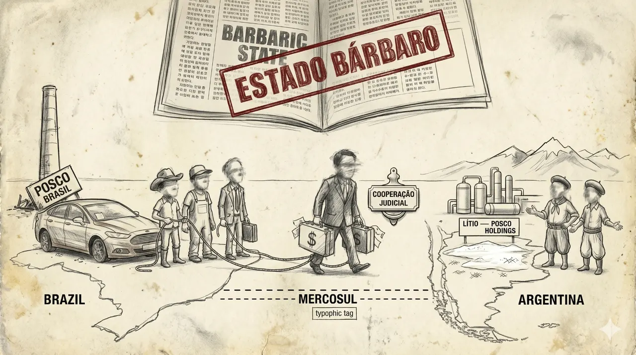 Caricatura: South Korean newspapers report on POSCO's multi-million default in Ceará