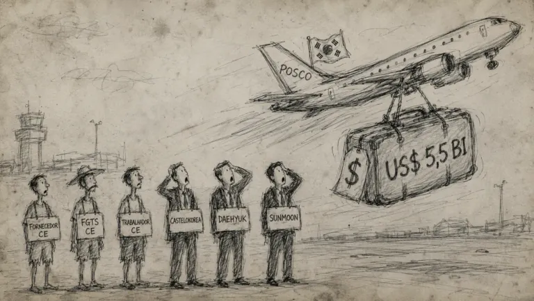 Caricatura: Empresa coreana ligada à antiga CSP pede falência e dá calote milionário em 16 negócios no Ceará