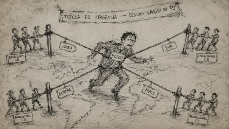 Caricatura: Decisão judicial permite cobrança da matriz coreana POSCO por calote no Brasil