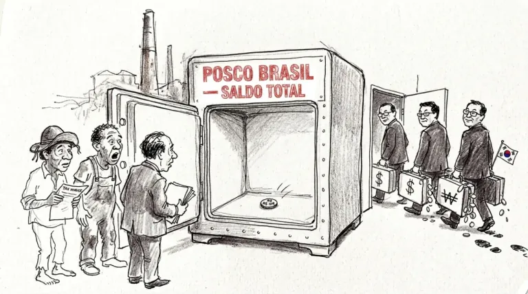 Caricatura: Entenda como gigante coreana pediu falência, disse ter R$ 109,00 de saldo e pode dar calote milionário em negócios brasileiros