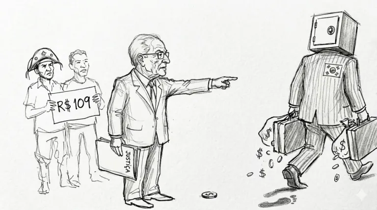 Caricatura: Ex-ministro entra na briga de credores brasileiros contra gigante coreana